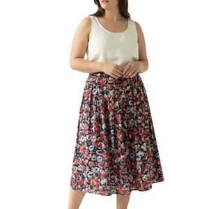 Vintage Ports International Pleated Floral A-Line Skirt Knee Length Size 16